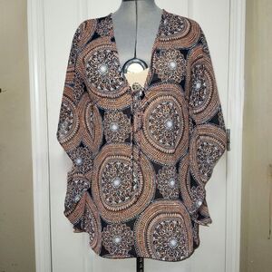 Banana Republic tunic top with flared sleeves and tie waist size small